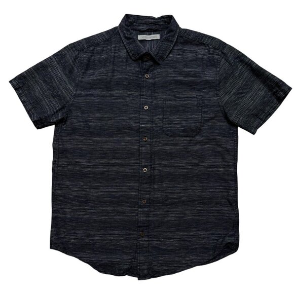 Outerknown Shirt Mens Size M Short Sleeve Organic Cotton Linen Gray Striped - Picture 1 of 6